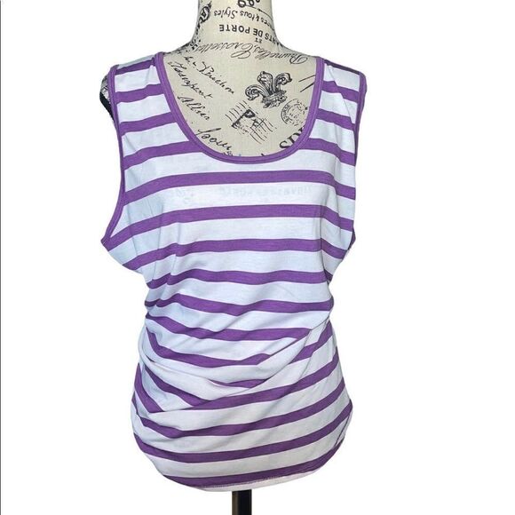 LuLaRoe Womens 3XL White & Purple Striped Tank Top Sleeveless Layering Plus Size - Picture 8 of 11